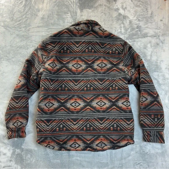 Jachs Sherpa Lined Aztec Jacket Size Large Wool Faux Fur Warm Shacket Southwest - Picture 3 of 16